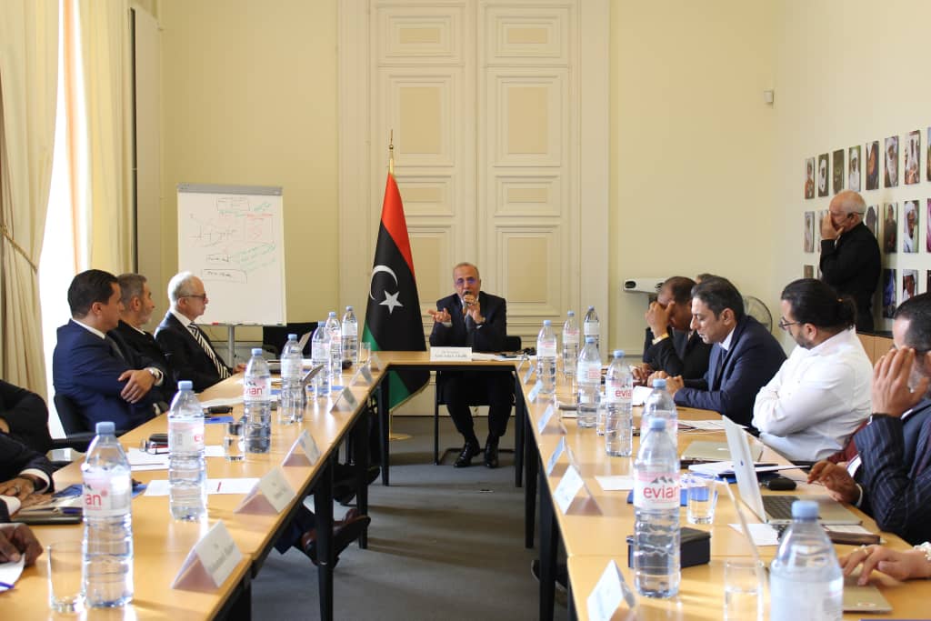 Abdullah Al-Lafi chairs a consultation meeting at the Humanitarian Dialogue Center in Geneva on national reconciliation in Libya
