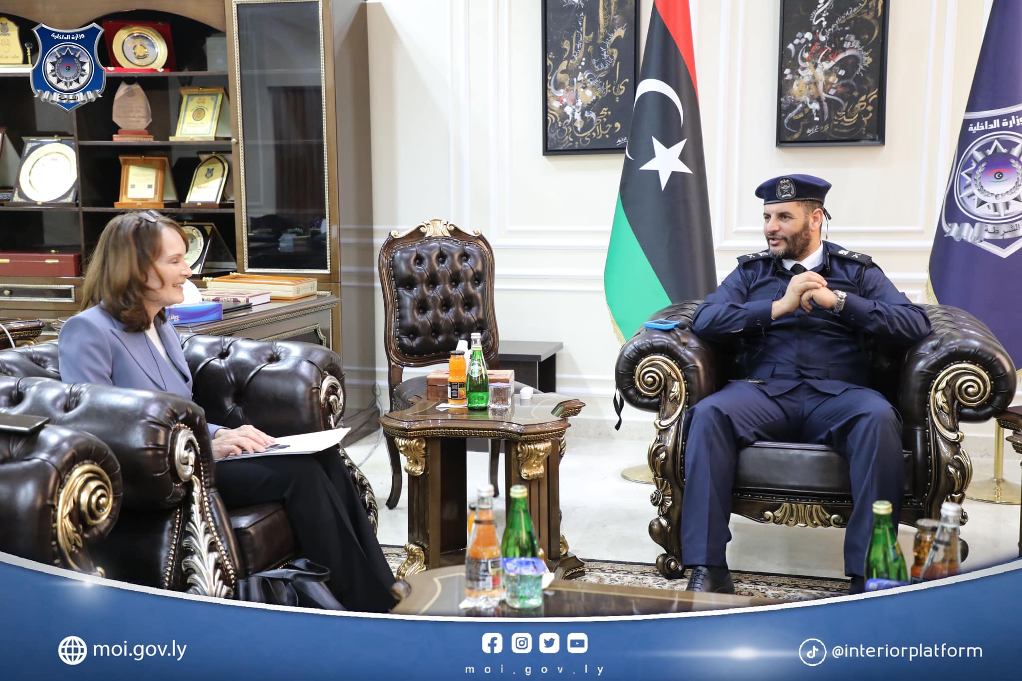 The Acting Minister of Interior receives the Deputy Special Representative of the Secretary-General of the United Nations in Libya.