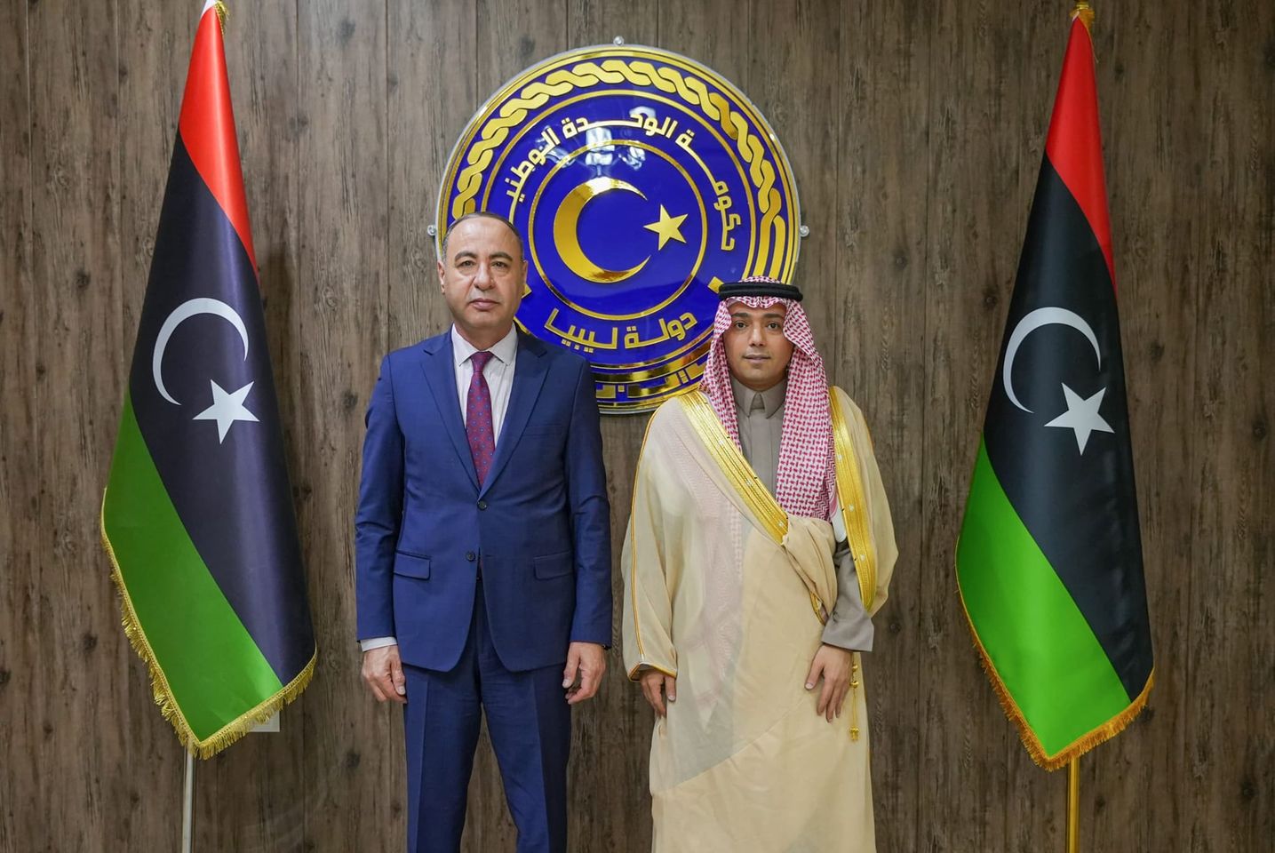 الباعور يبحث مع  القائم بأعمال السفارة السعودية في ليبيا العلاقات الثنائية .  
