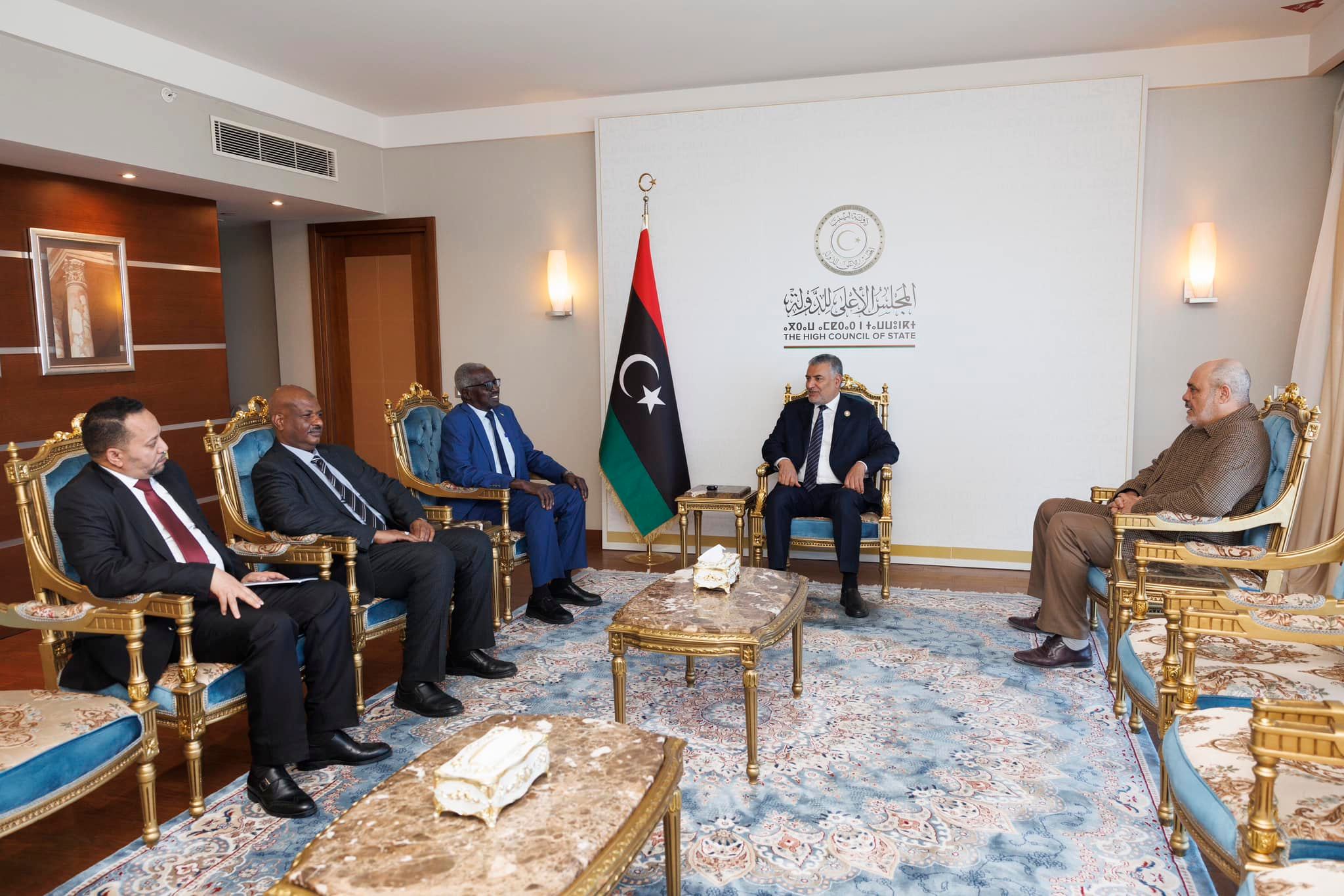 The President of the High Council of State meets with the Sudanese ambassador to Libya.
