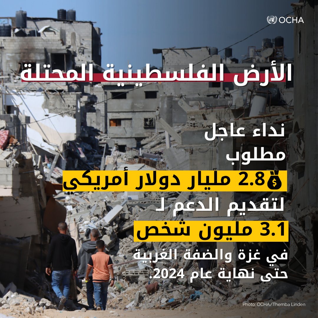 الأمم المتحدة  تدعو إلى تقديم المساعدات لتلبية الاحتياجات الإنسانية في  غزة والضفة الغربية المحتلة والقدس الشرقية 