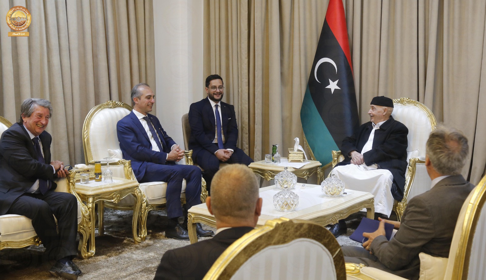 خلال لقائه سفير إيطاليا : رئيس مجلس النواب يدعوا الشركات الإيطالية للعودة الى ليبيا والمساهمة في مشاريع الإعمار .