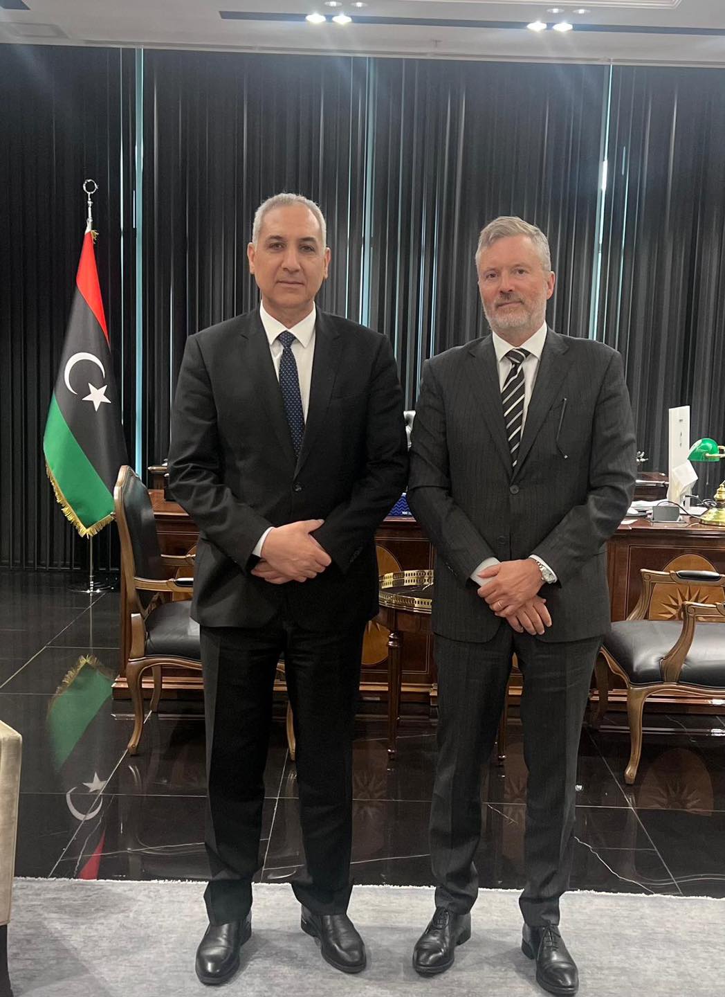  سفير ليبيا بتركيا ونظيره النرويجي يبحثان جهود عودة السفارة النرويجية للعمل من العاصمة طرابلس .