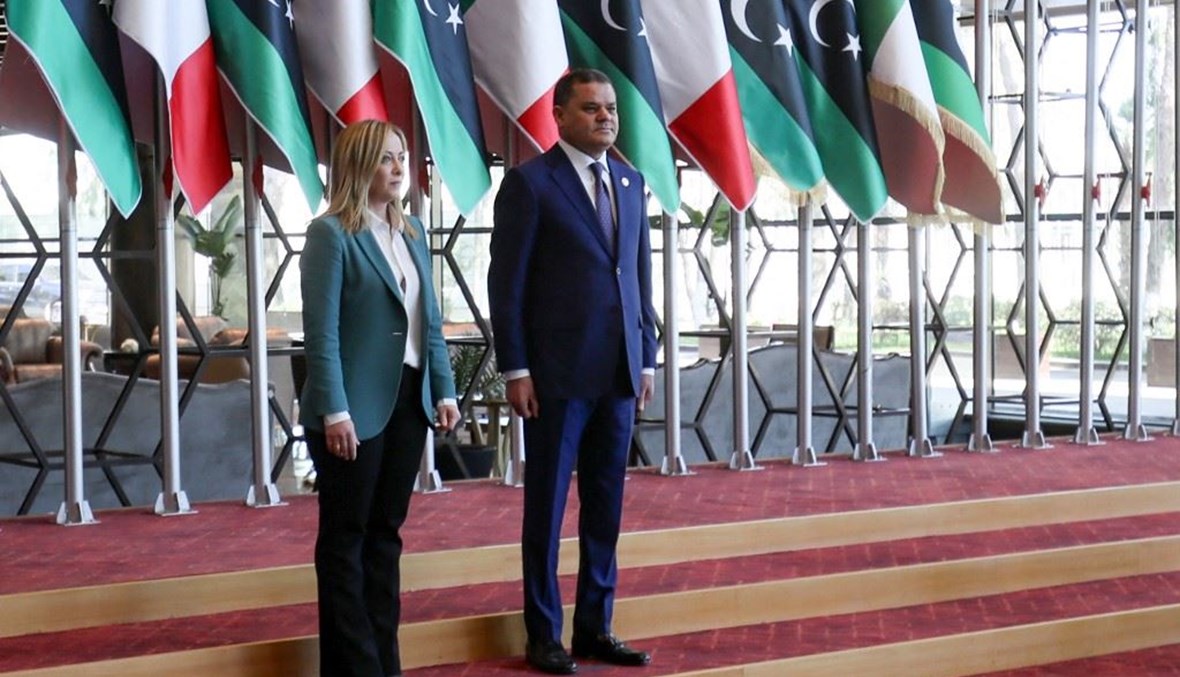  الدبيبة يستقبل بالعاصمة طرابلس  رئيسة وزراء إيطاليا ( جورجيا ميلوني) .