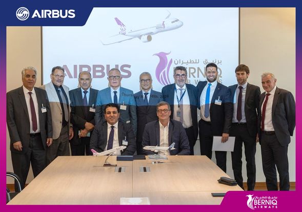 شركة برنيق للطيران توقع اتفاقية مع شركة إيرباص العالمية لشراء 6 طائرات جديدة.