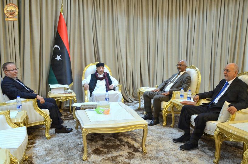 Aguila Saleh discusses with a delegation from the High Council of State the activation of the outcomes of the Cairo meeting.