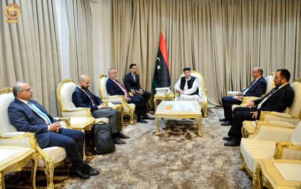 عقيلة صالح يلتقي السفير التركي لدى ليبيا بمناسبة انتهاء مهام عمله .