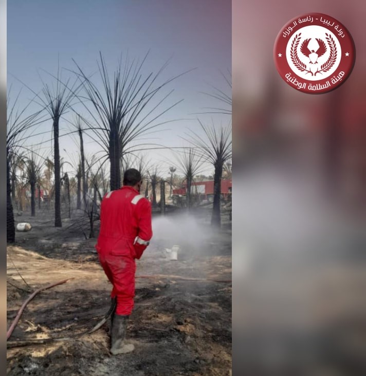 السلامة الوطنية  تعلن السيطرة على الحريق الذي اندلع بالمزارع في جالو.