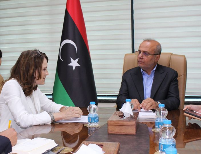 (Al-Lafi) meets with the Deputy Special Envoy of the Secretary-General of the United Nations and the United Nations Resident Coordinator for Humanitarian Affairs, Georgette Gagnon.