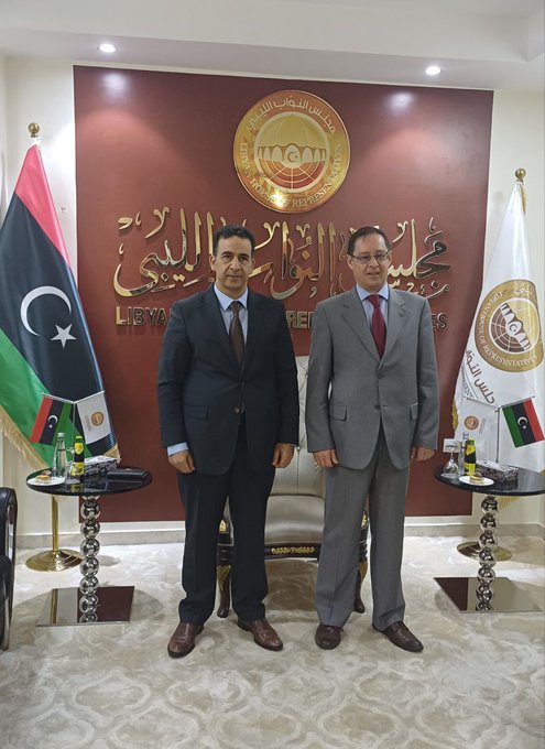 Al-Nuwairi discusses with the Russian ambassador bilateral relations and the political process in Libya.