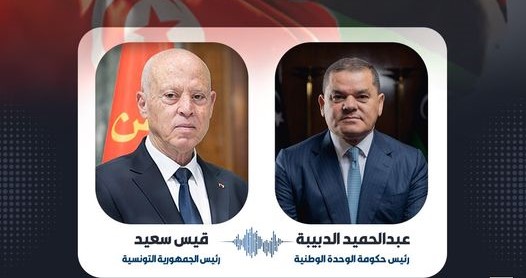 الدبيبة يناقش مع الرئيس التونسي عددا من القضايا المشتركة بين البلدين .