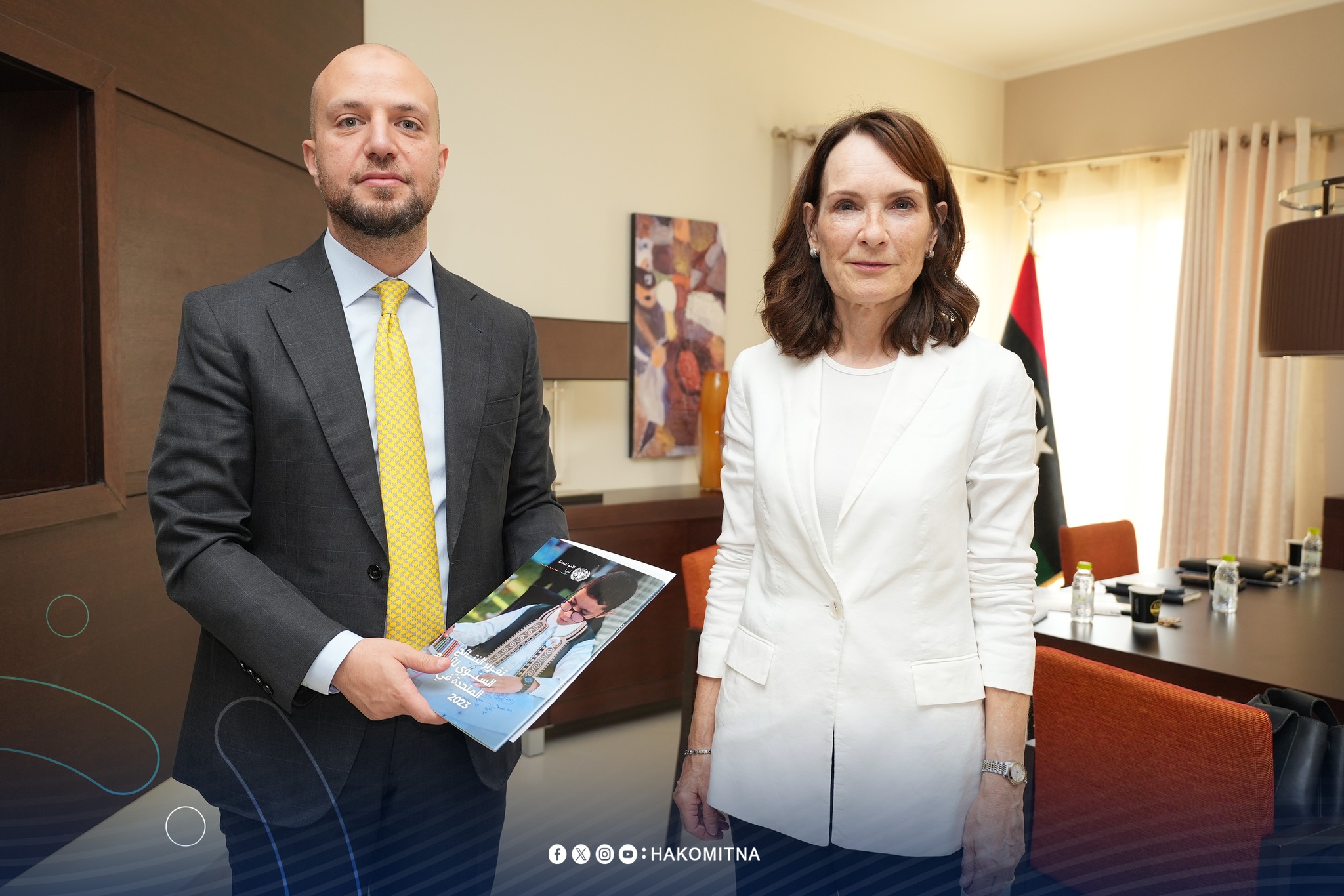 Al-Lafi discusses with the Deputy Special Representative of the Secretary-General of the United Nations in Libya preparations for the Trans-Mediterranean Migration Forum.