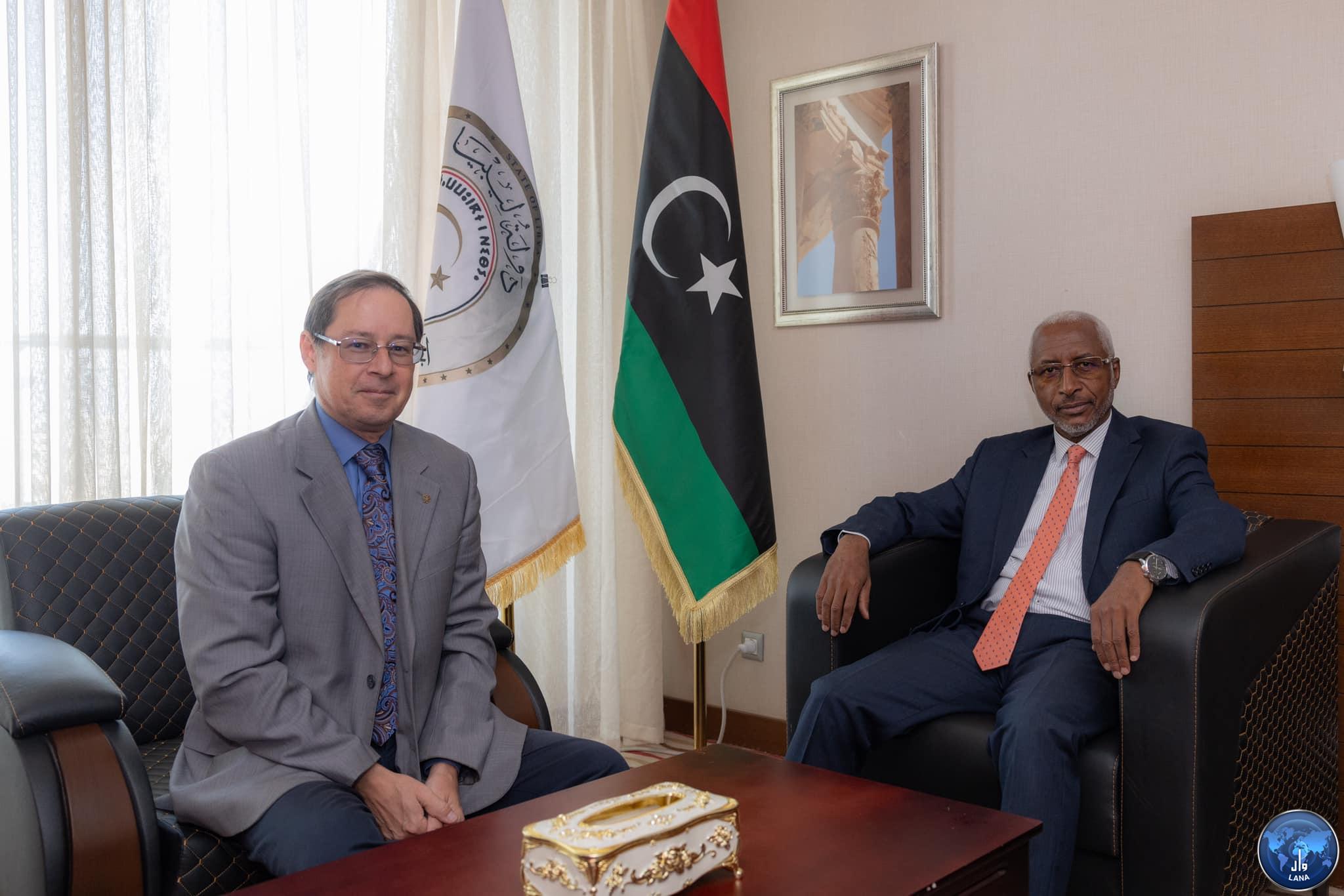 The First Deputy Prime Minister of the State Council meets with the Russian Ambassador to Libya.