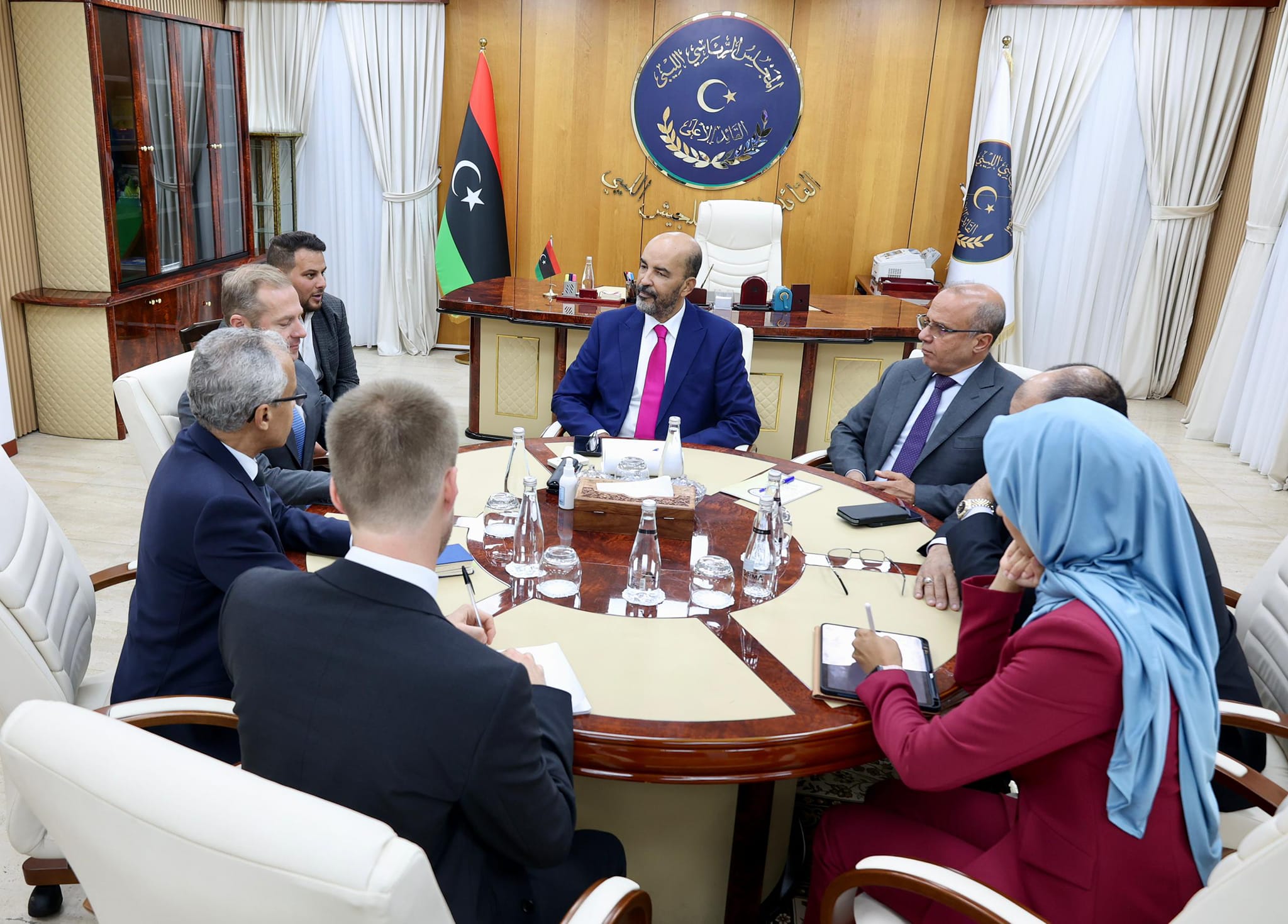 Al-Koni and Al-Lafi discuss with the French President's Special Envoy to Libya, Paul Soler, the latest political developments in Libya