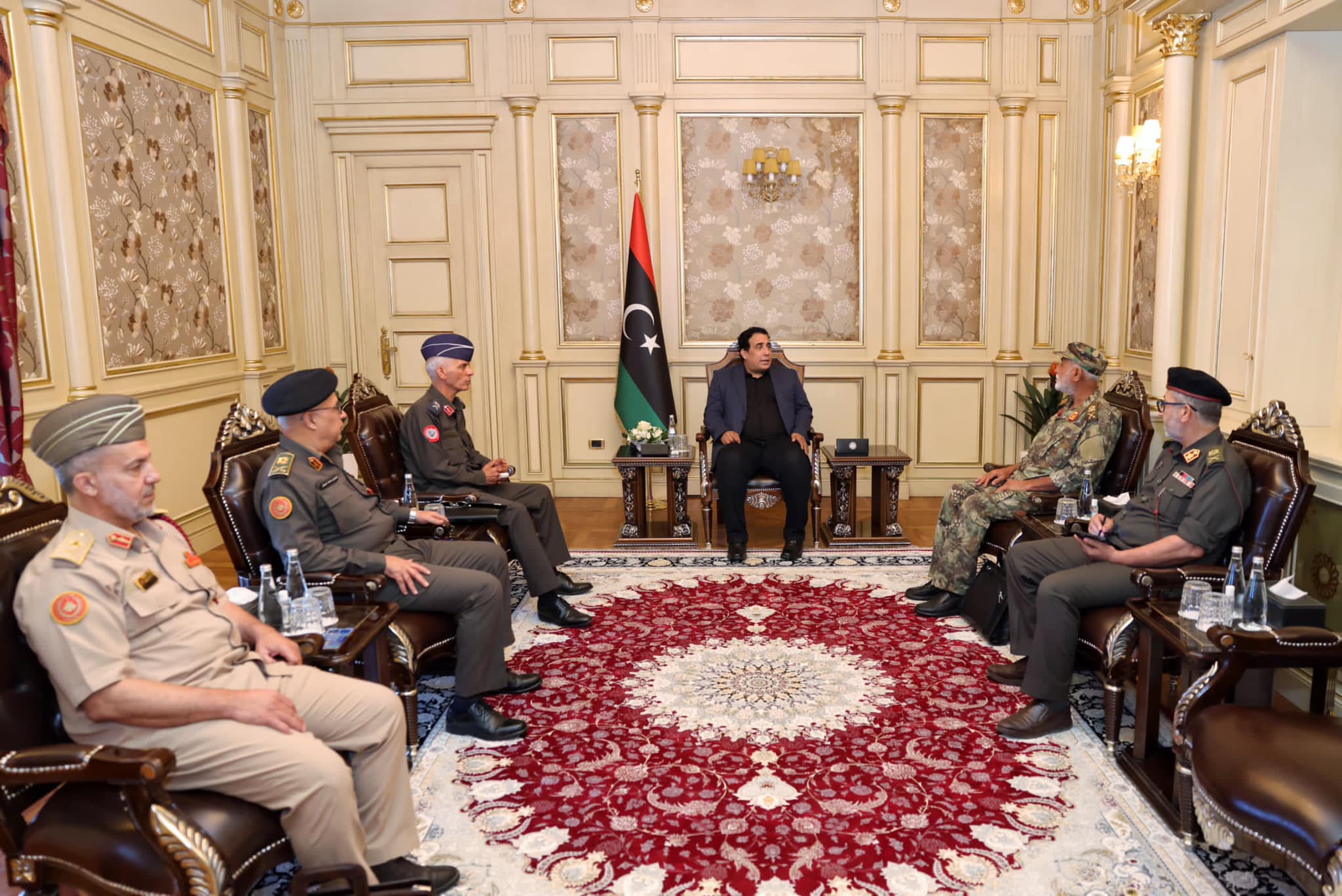 Al-Manfi meets members of the Joint Military Committee, 5+5, for the Western Region.