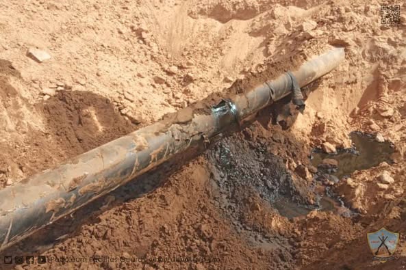 جهاز حرس المنشآت النفطية: التسرب النفطي وقع نتيجة تلف الانابيب بسبب الصدأ.