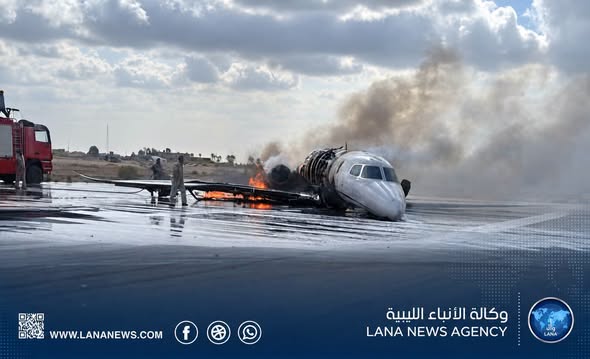  النيابة العامة تحبس قائد ومساعد الطائرة الخاصة المتحطمة بمطار مصراتة لقيادتها في حالة سكر